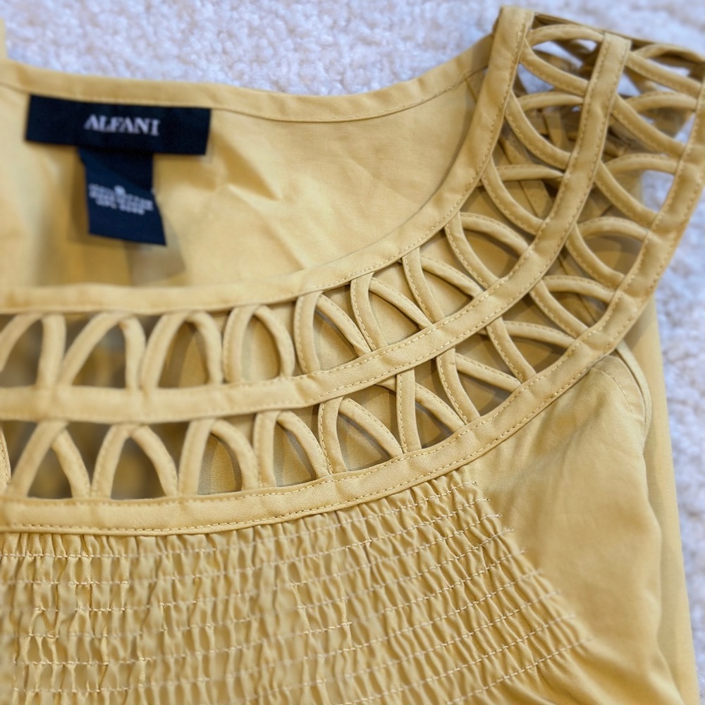 Alfani Yellow Blouse with Cutout Design